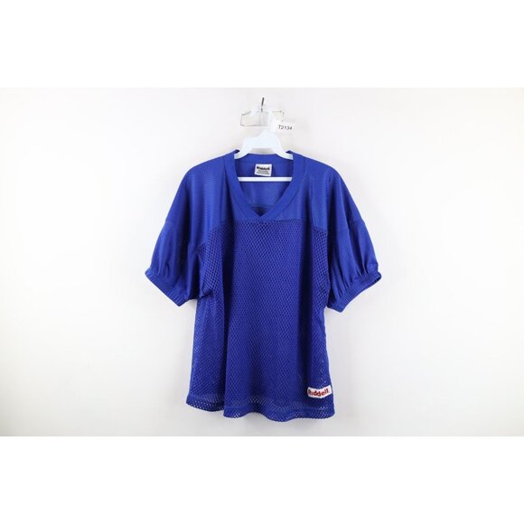 Vintage 90s Riddell Mens Large Blank Mesh Cropped Football Jersey Blue Polyester - Picture 1 of 9